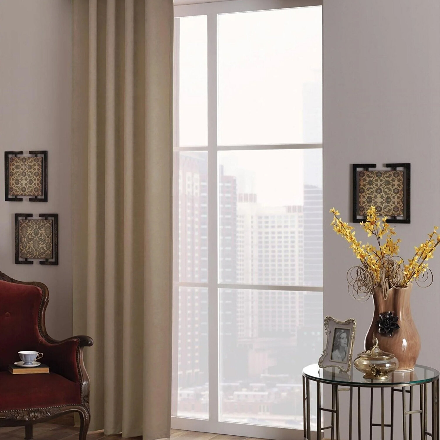 Taç Karartma Hazır Fon Perde Deve Tüyü 250X265 cm