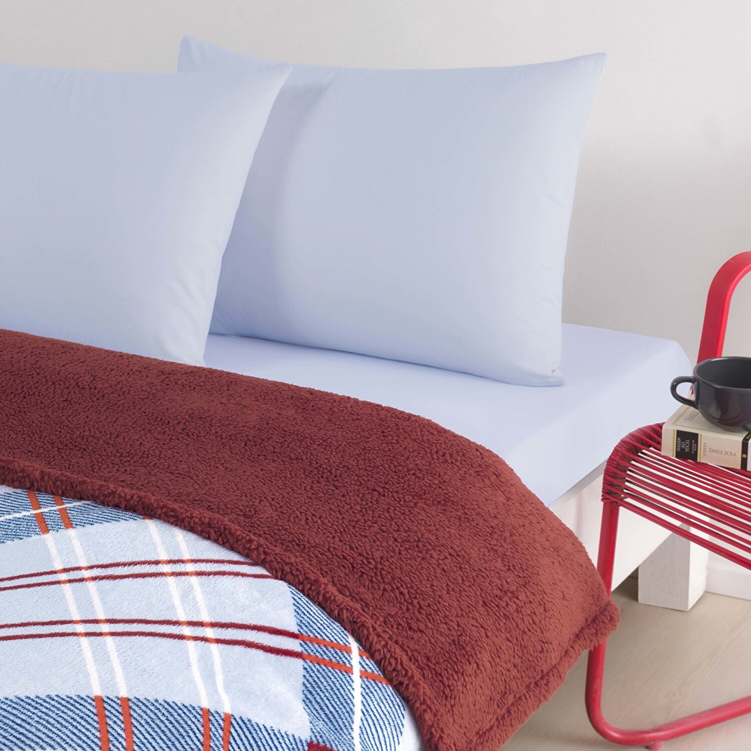 Taç Rialta Tek Kişilik Battaniyeli Çarşaf Seti Kırmızı