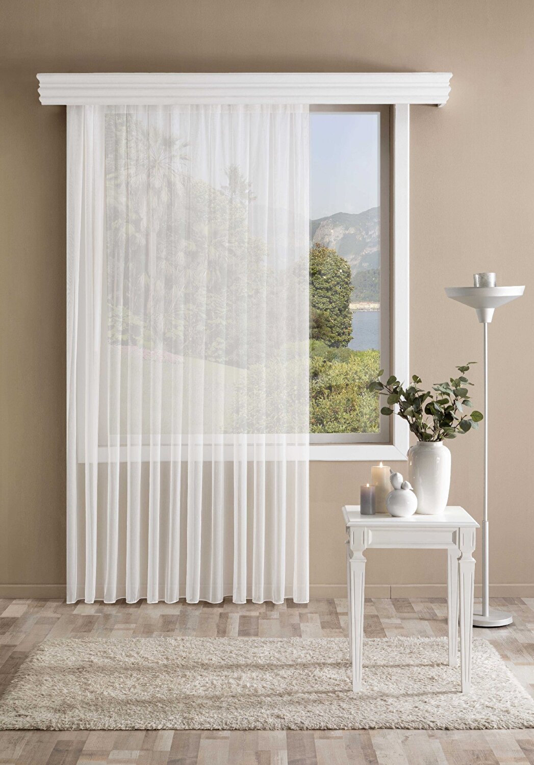 Taç Aldrin Hazır Tül Perde Ekru 250x260 cm