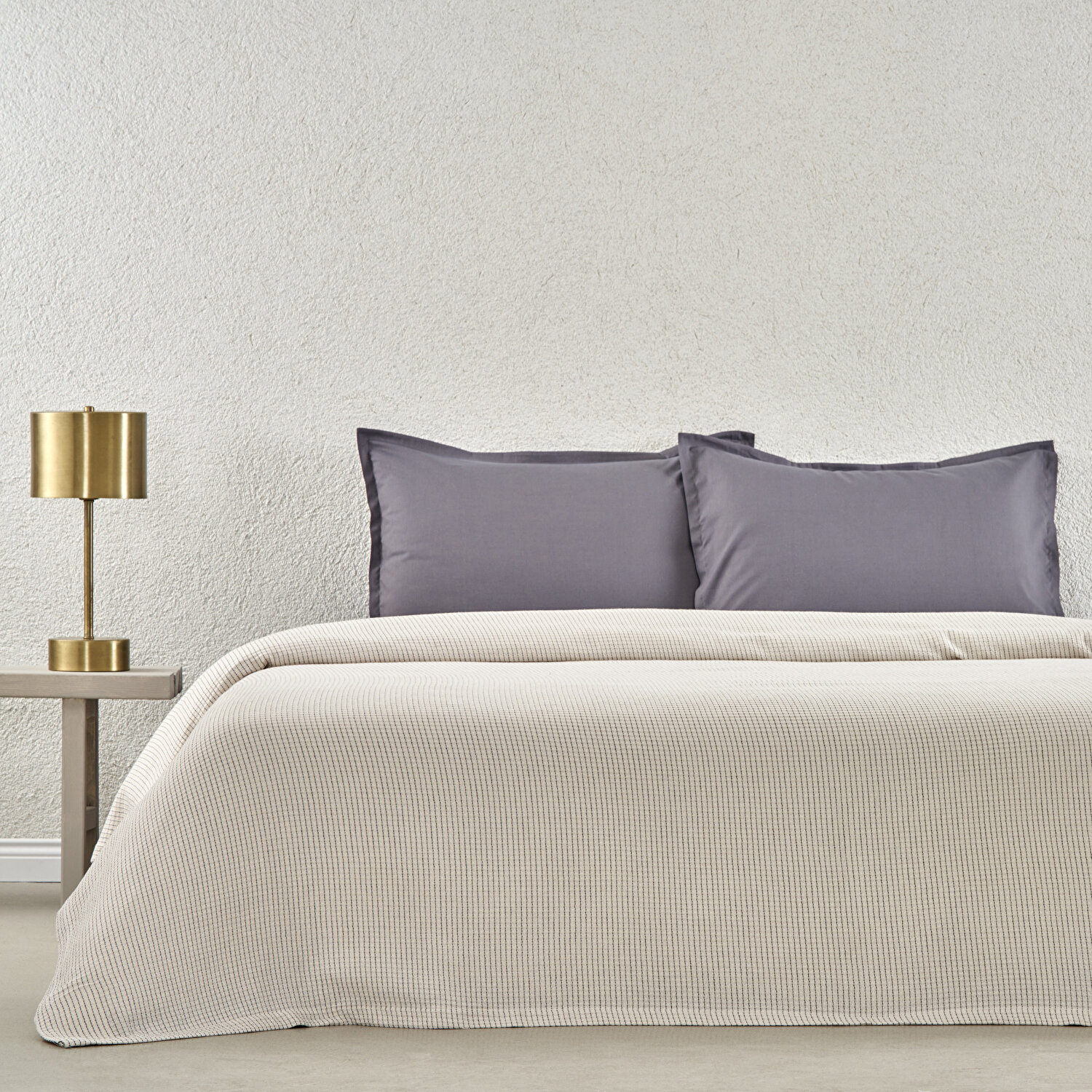 Taç Plain Viskoz Çift Kişilik Çok Amaçlı Set Gri