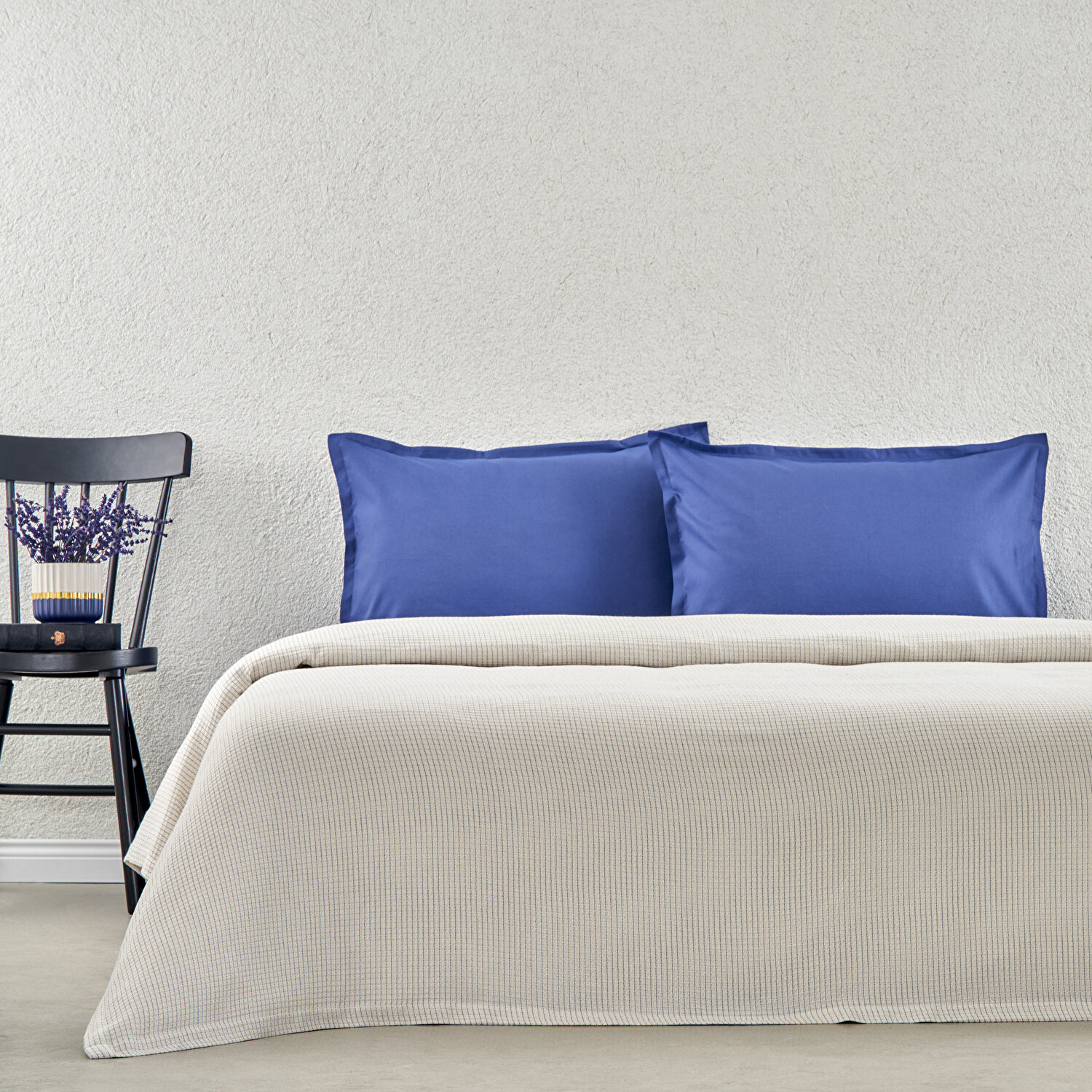 Taç Plain Viskoz Çift Kişilik Çok Amaçlı Set Mavi