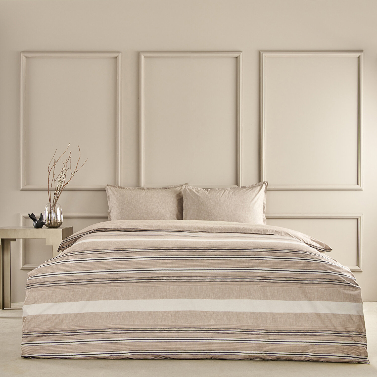 Taç Perle Çift Kişilik Nevresim Takımı Kahverengi