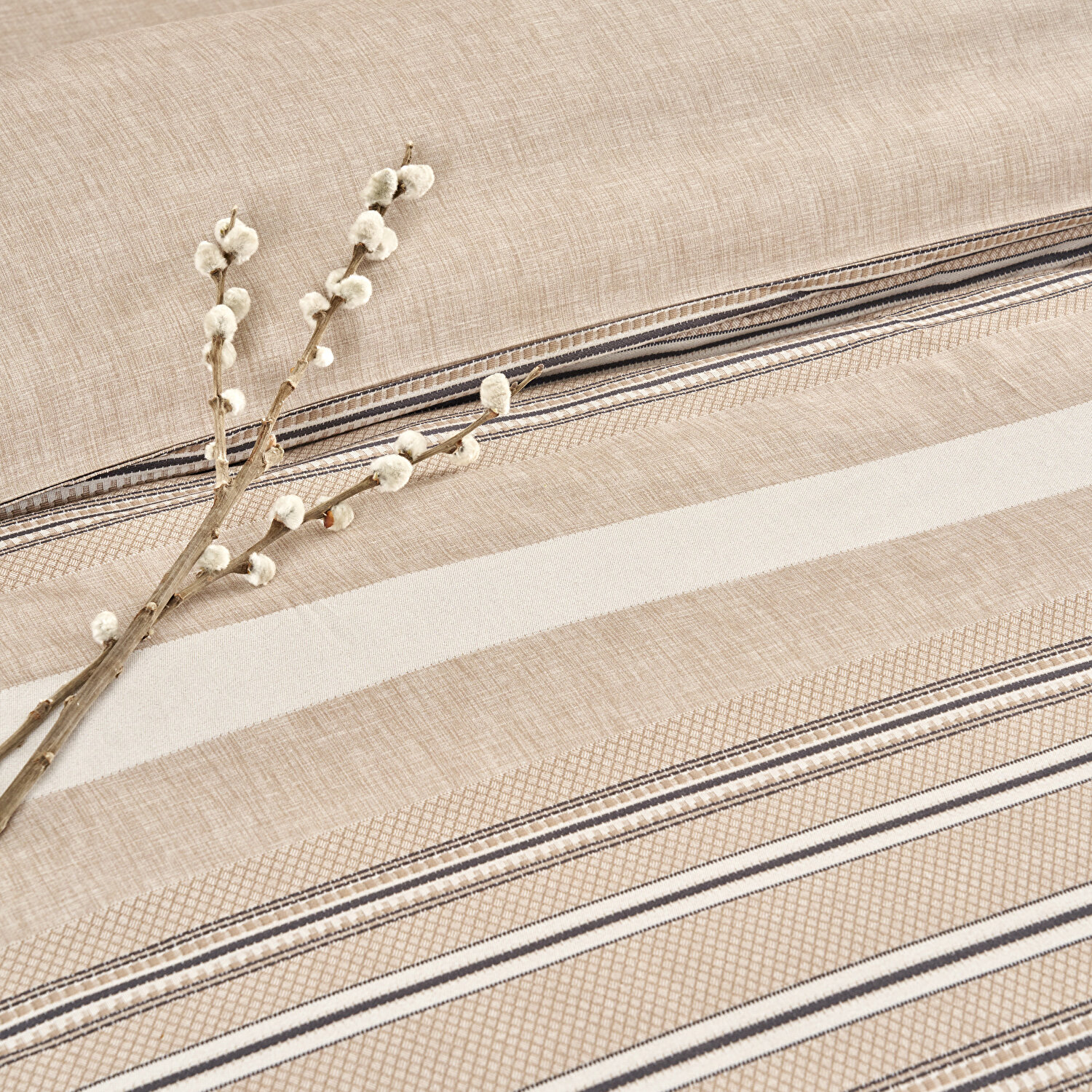 Taç Perle Çift Kişilik Nevresim Takımı Kahverengi