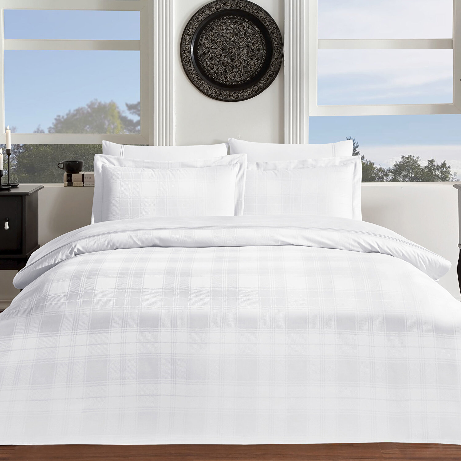 Taç Carly Jakar Çift Kişilik Nevresim Takımı Beyaz