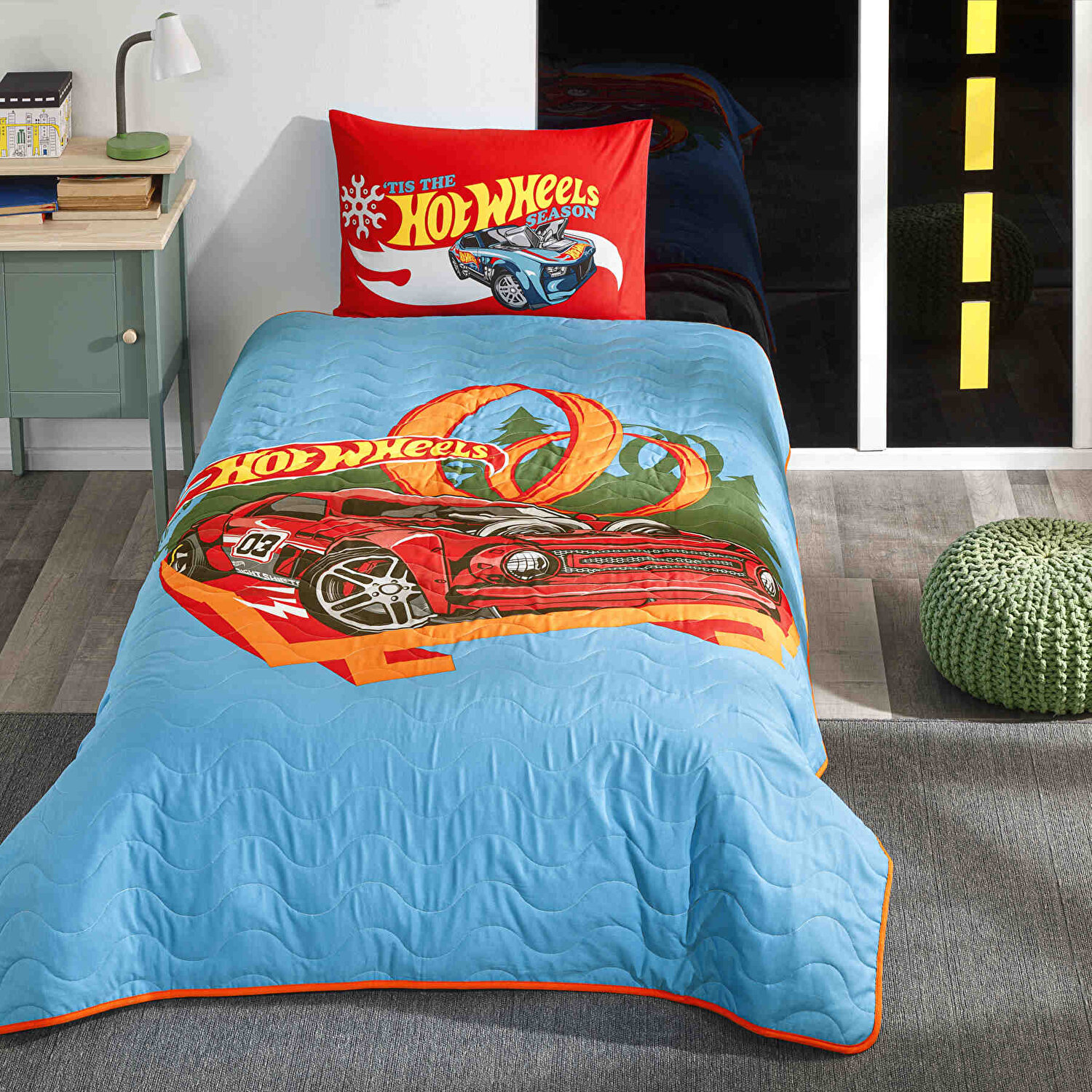 Lisanslı Hot Wheels Tek Kişilik Yatak Örtüsü Seti