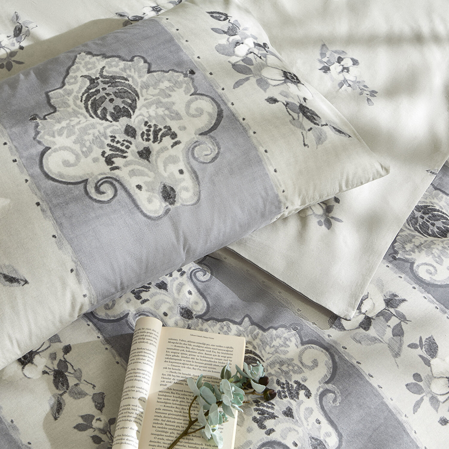 Taç Edwina Ranforce Çift Kişilik Nevresim Takımı Gri