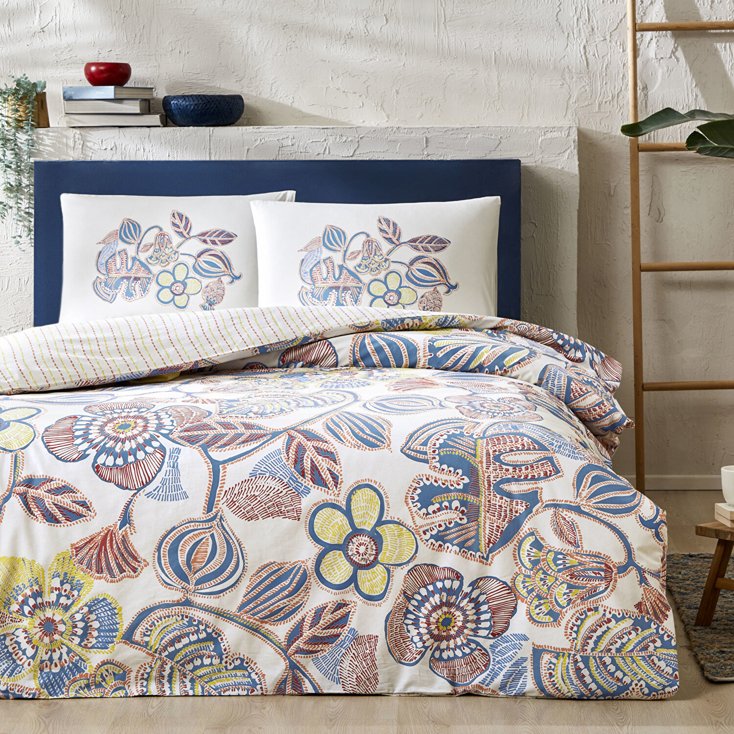 Taç Cecilia Ranforce Tek Kişilik Nevresim Takımı Mavi