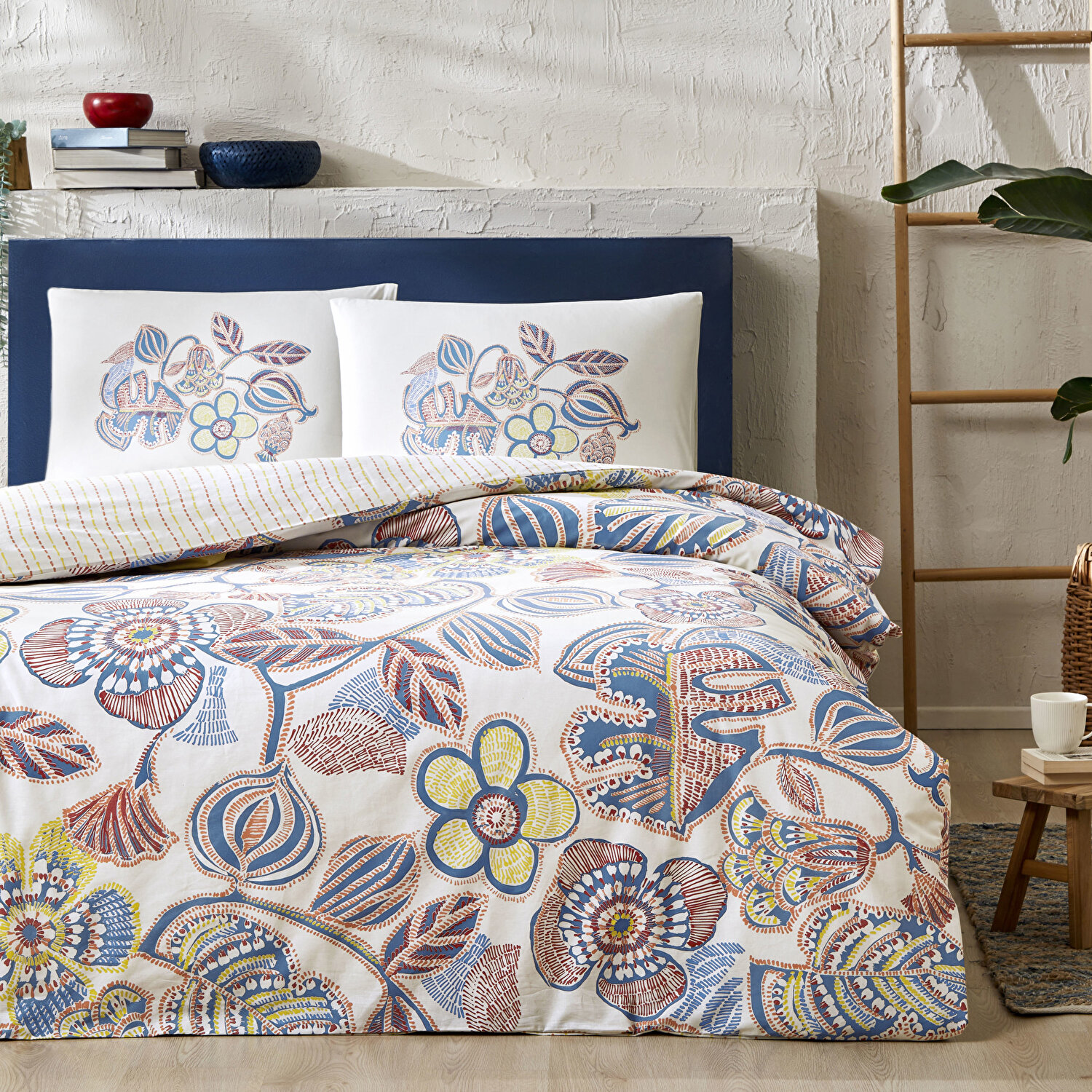 Taç Cecilia Ranforce Tek Kişilik Nevresim Takımı Mavi