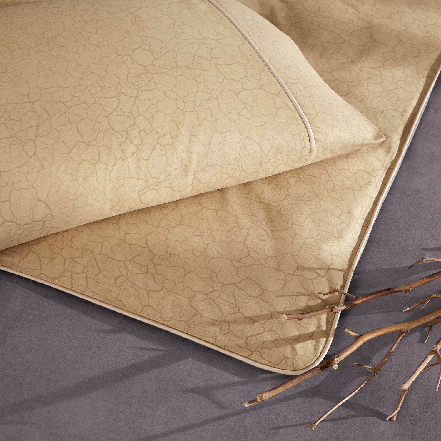 Taç Riven Biyeli Çift Kişilik Nevresim Takımı Antrasit