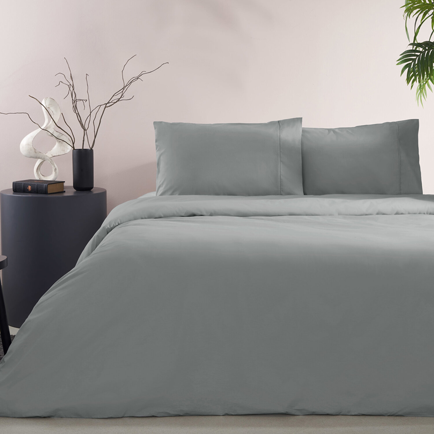 Taç Ranforce Basic Queen Size Nevresim Takımı Antrasit