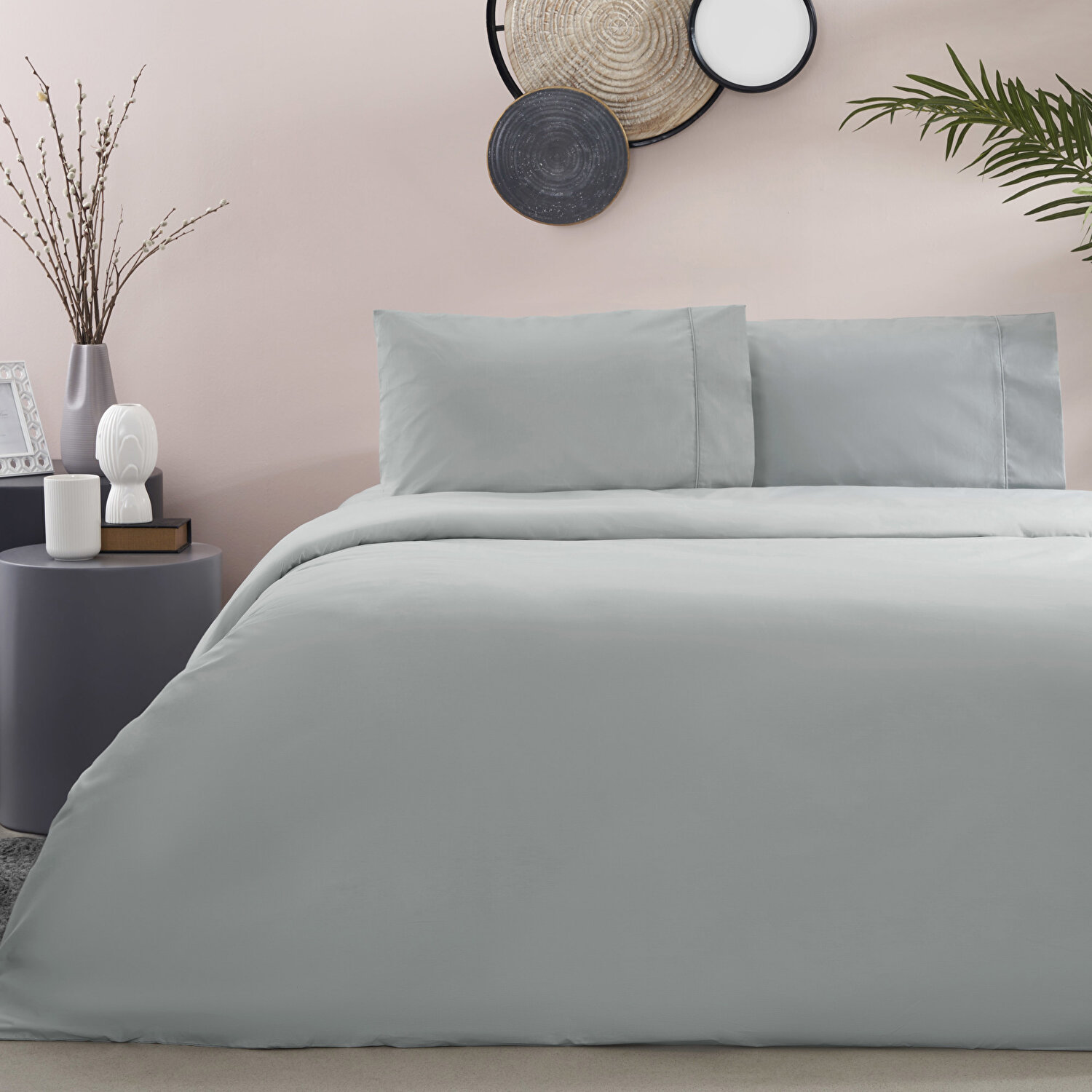 Taç Ranforce Basic Queen Size Nevresim Takımı Gri