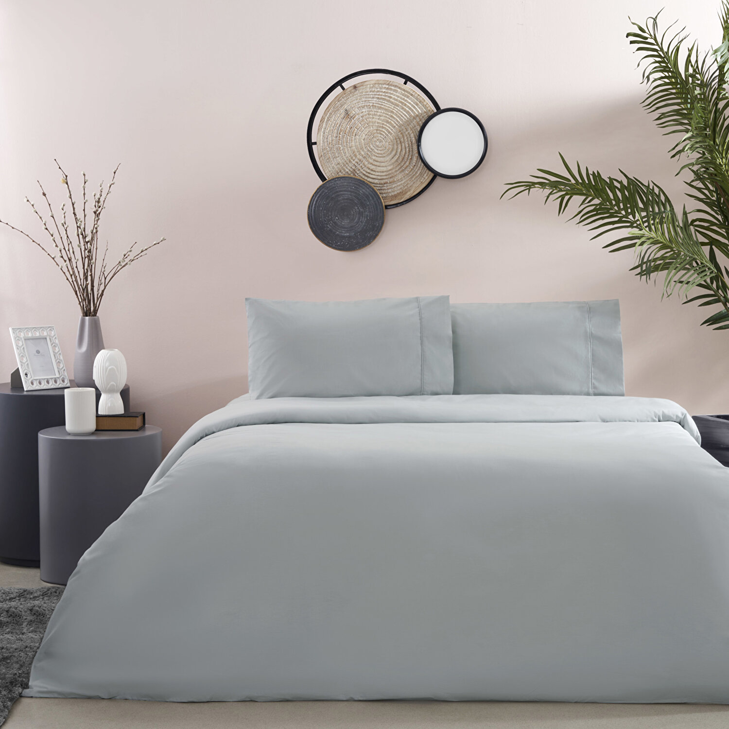 Taç Ranforce Basic Queen Size Nevresim Takımı Gri