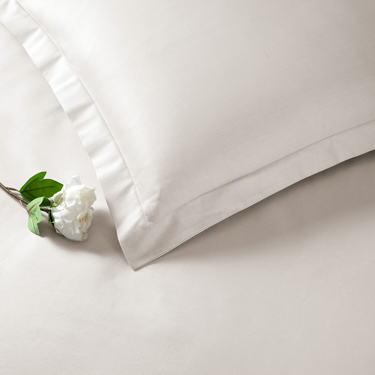 Taç Basic Saten Çift Kişilik Nevresim Takımı Vizon