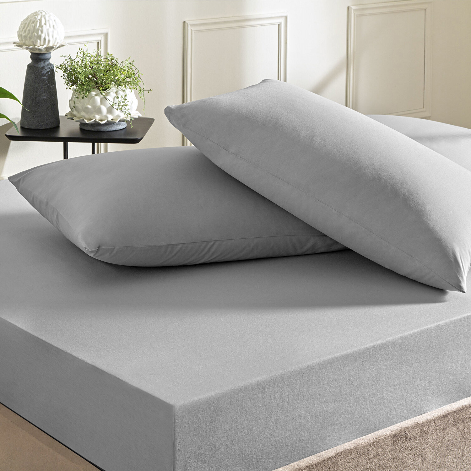 Taç Color Dreams Ranforce Çift Kişilik Çarşaf Seti Antrasit