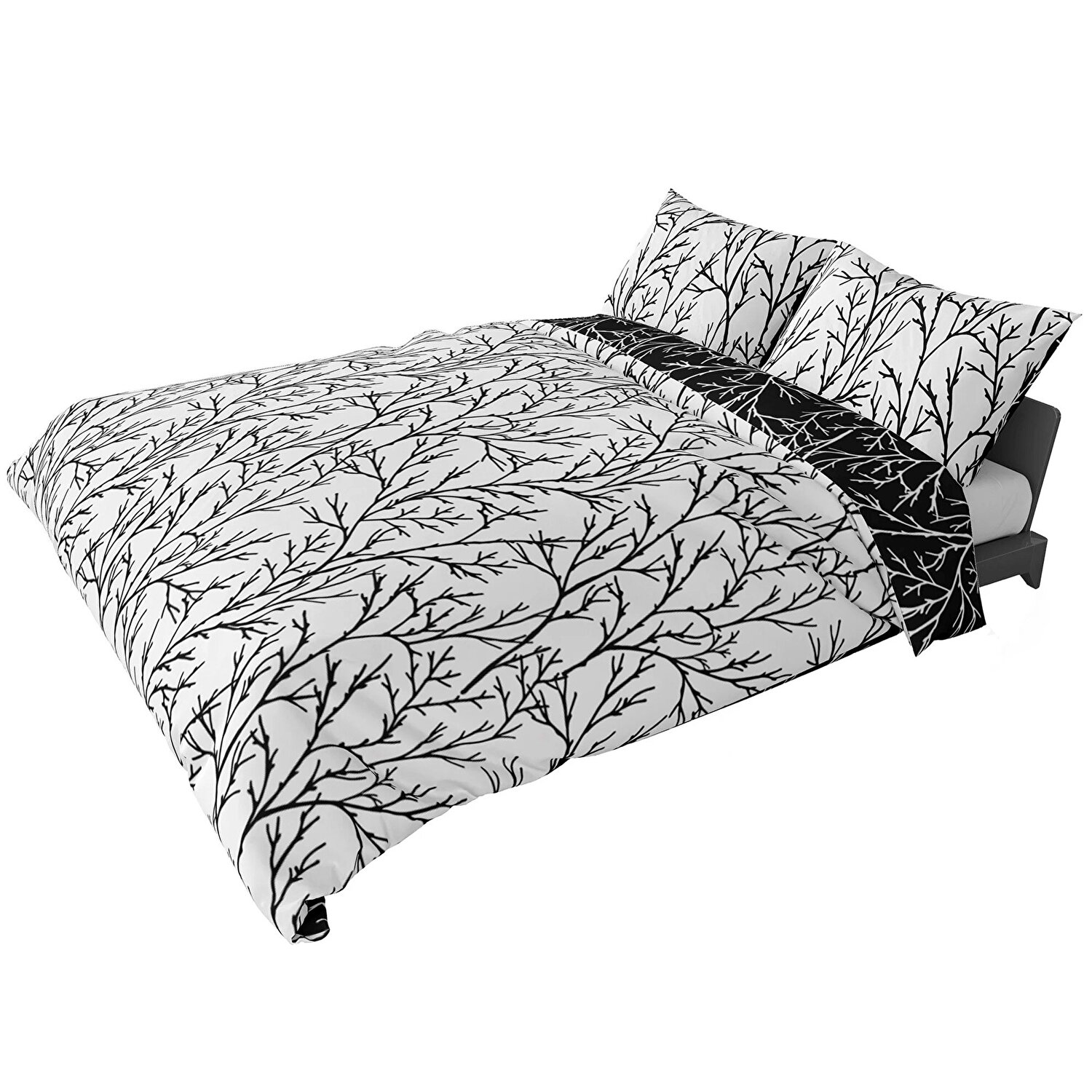 Brielle Çift Kişilik Saten Nevresim Seti Siyah