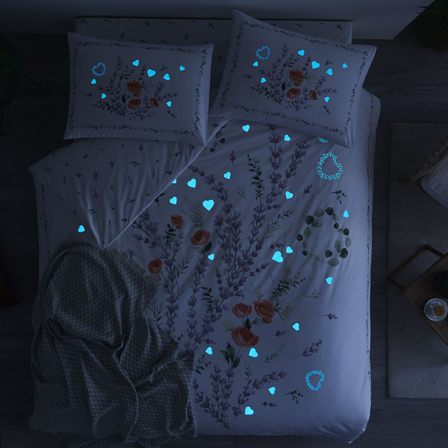 Taç Sunshine Ranforce Çift Kişilik Throwlu Nevresim Seti Yeşil-2'li Fincan Hediye