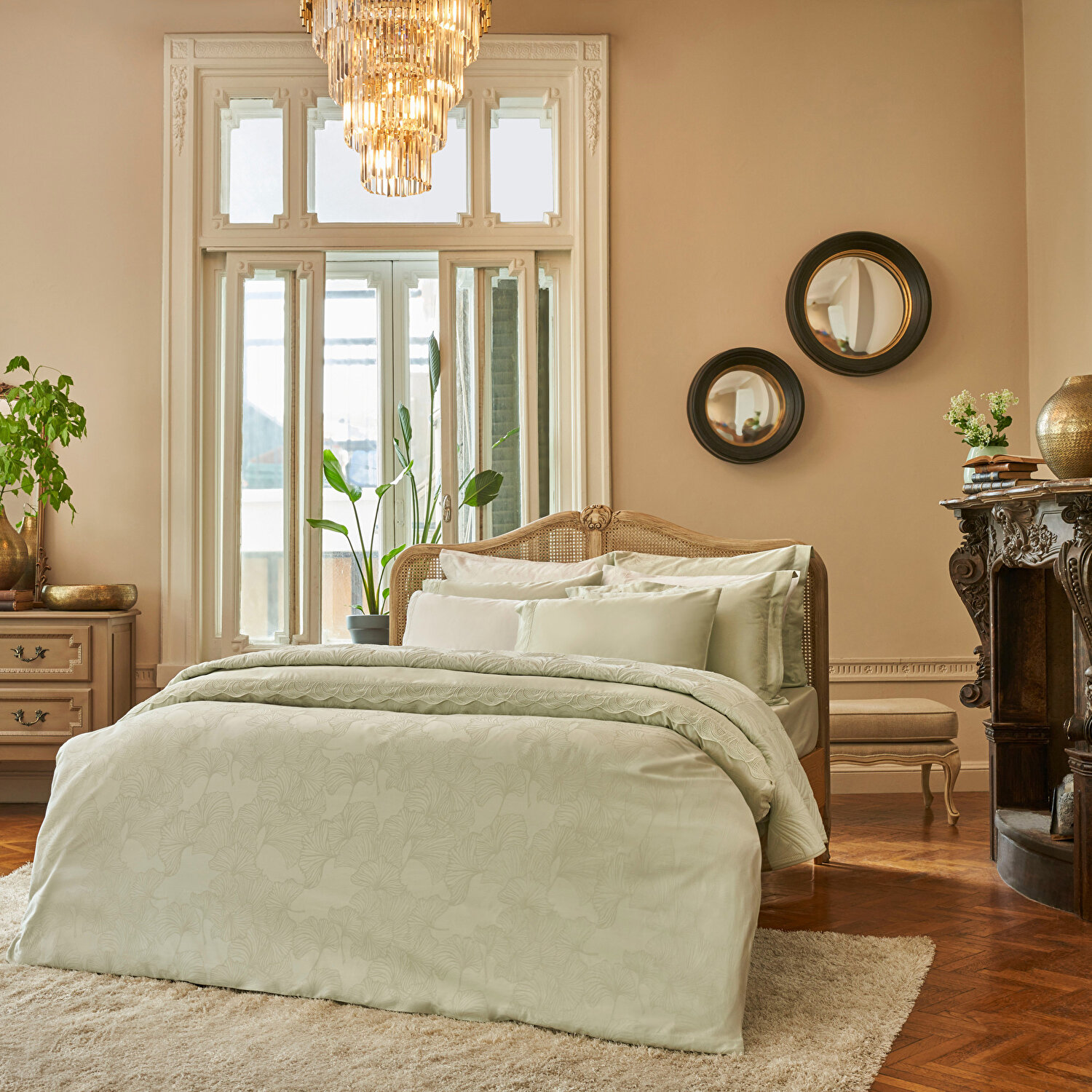 Taç Eleanor Yatak Örtülü Çift Kişilik Nevresim Seti Mint