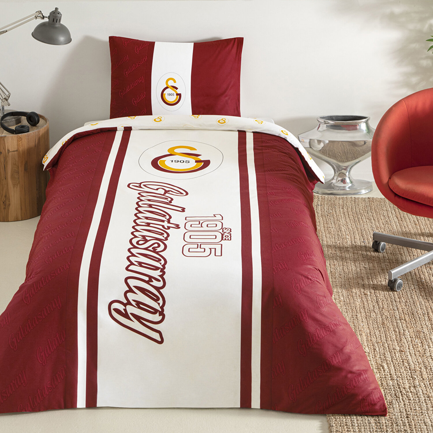 Taç Lisanslı Galatasaray 1905 Glow Tek Kişilik Pamuk Nevresim Takımı