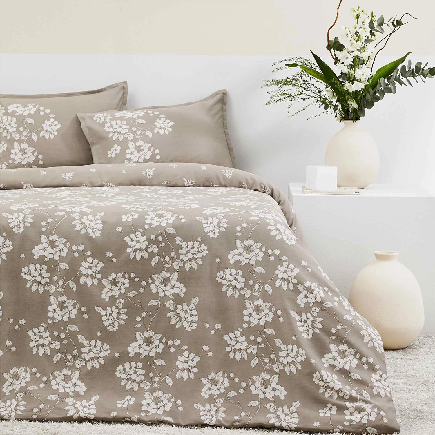 Taç Reborn Marlowe Organik Saten Çift Kişilik Nevresim Takımı Vizon