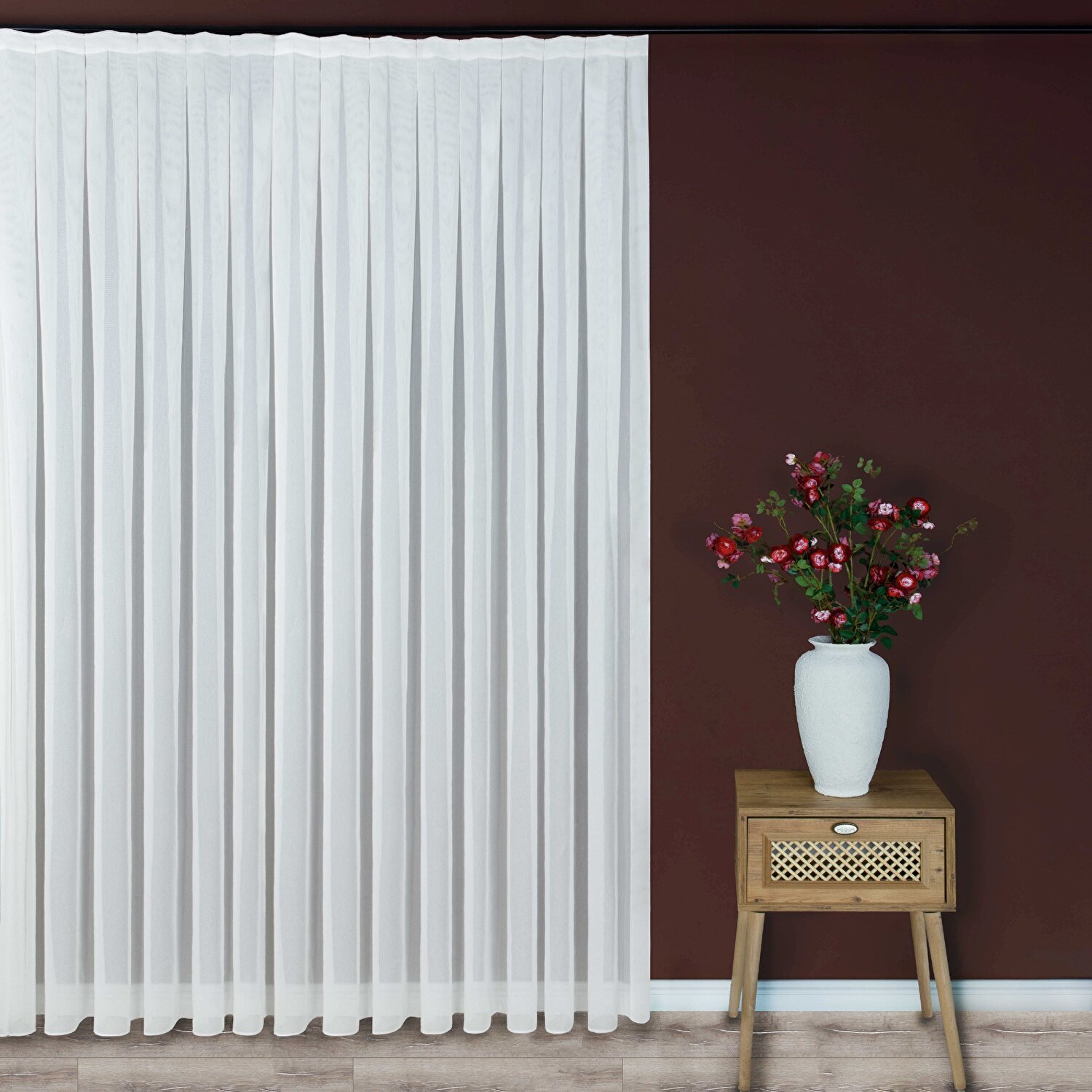 Taç Sturdy Hazır Tül Perde Ekru 250x260 cm