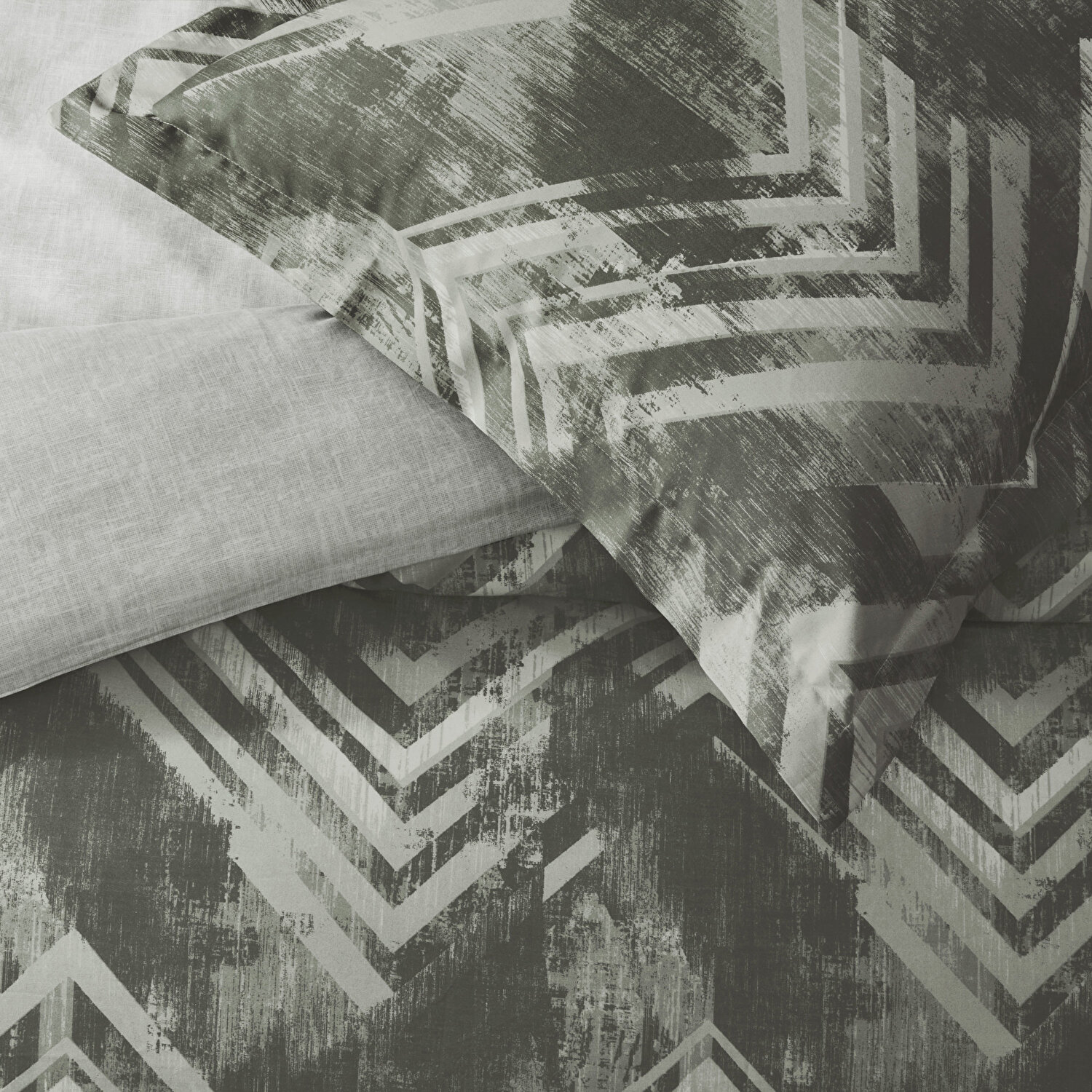 Taç Edith Saten Çift Kişilik Nevresim Takımı Antrasit