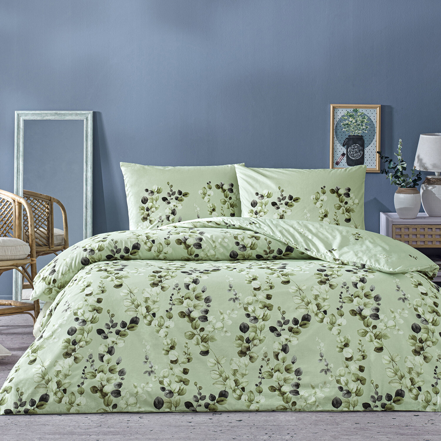 Taç Leif Ranforce Tek Kişilik Nevresim Takımı Yeşil