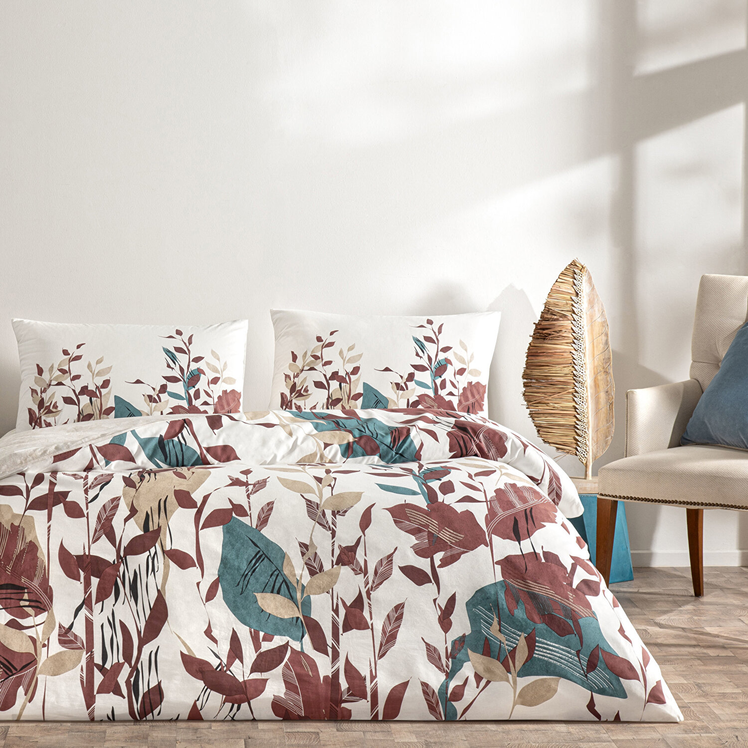 Taç Daisy Ranforce Çift Kişilik Nevresim Takımı Ekru