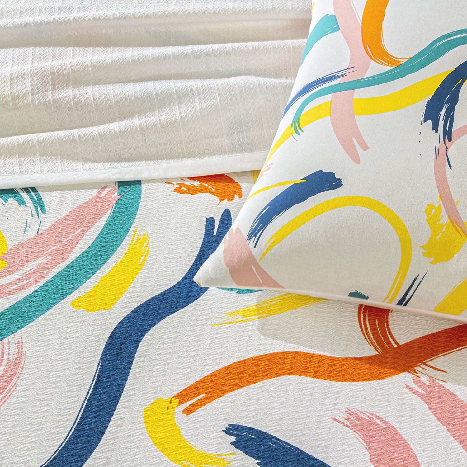 Taç Baskılı Zest Çift Kişilik Pike Takımı Turuncu