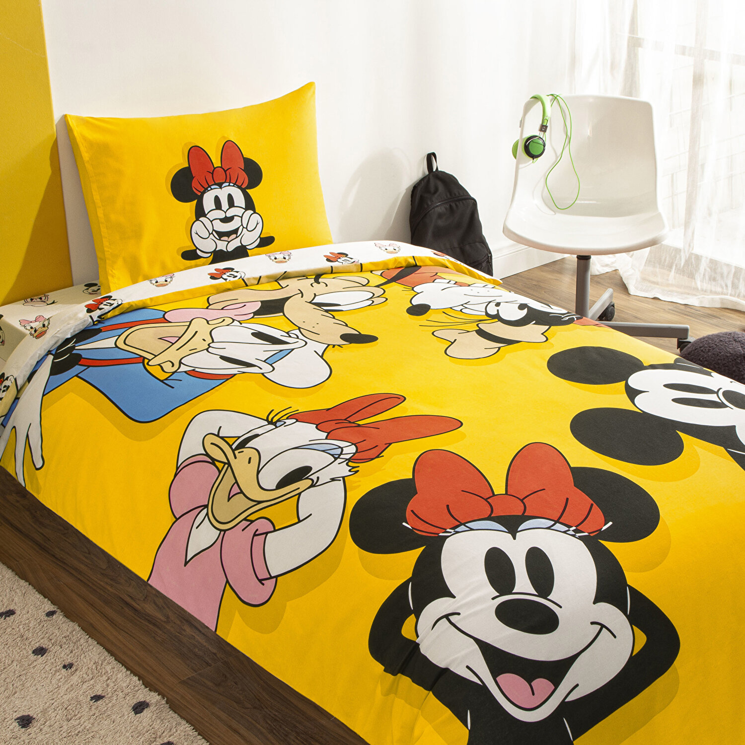 Taç Lisanslı Disney Mickey & Friends Tek Kişilik Pamuk Nevresim Takımı