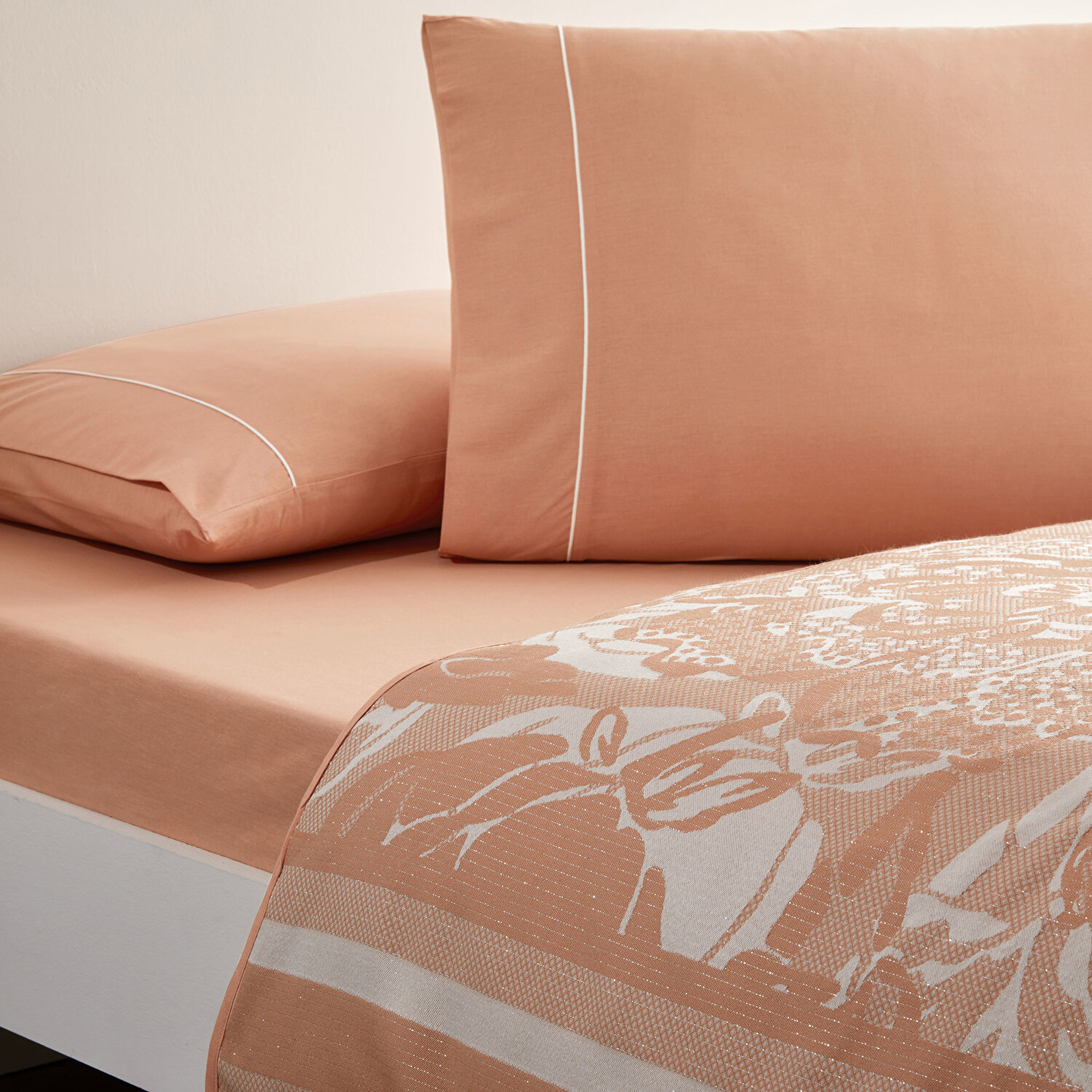 Taç Jakar Idore Çift Kişilik Pike Takımı Somon