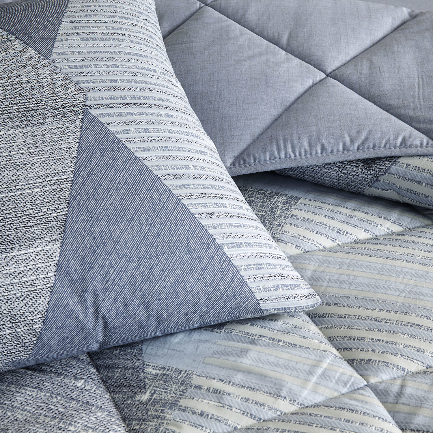 Taç Ellıs Ranforce Tek Kişilik Yorgan Set Mavi