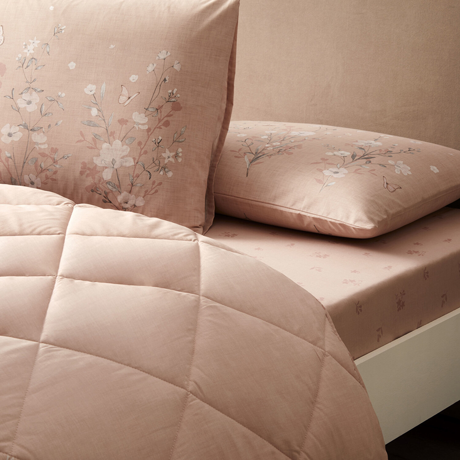 Taç Rossy Ranforce Tek Kişilik Yorgan Set Gül Kurusu