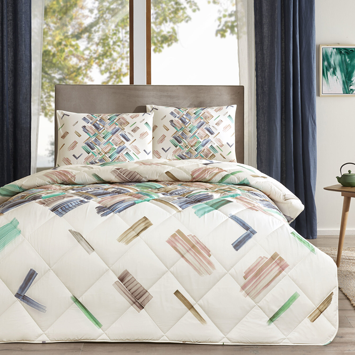 Taç Rance Ranforce Çift Kişilik Yorgan Set Yeşil