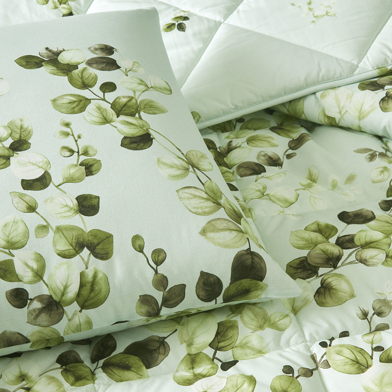 Taç Sarne Ranforce Çift Kişilik Yorgan Set Yeşil