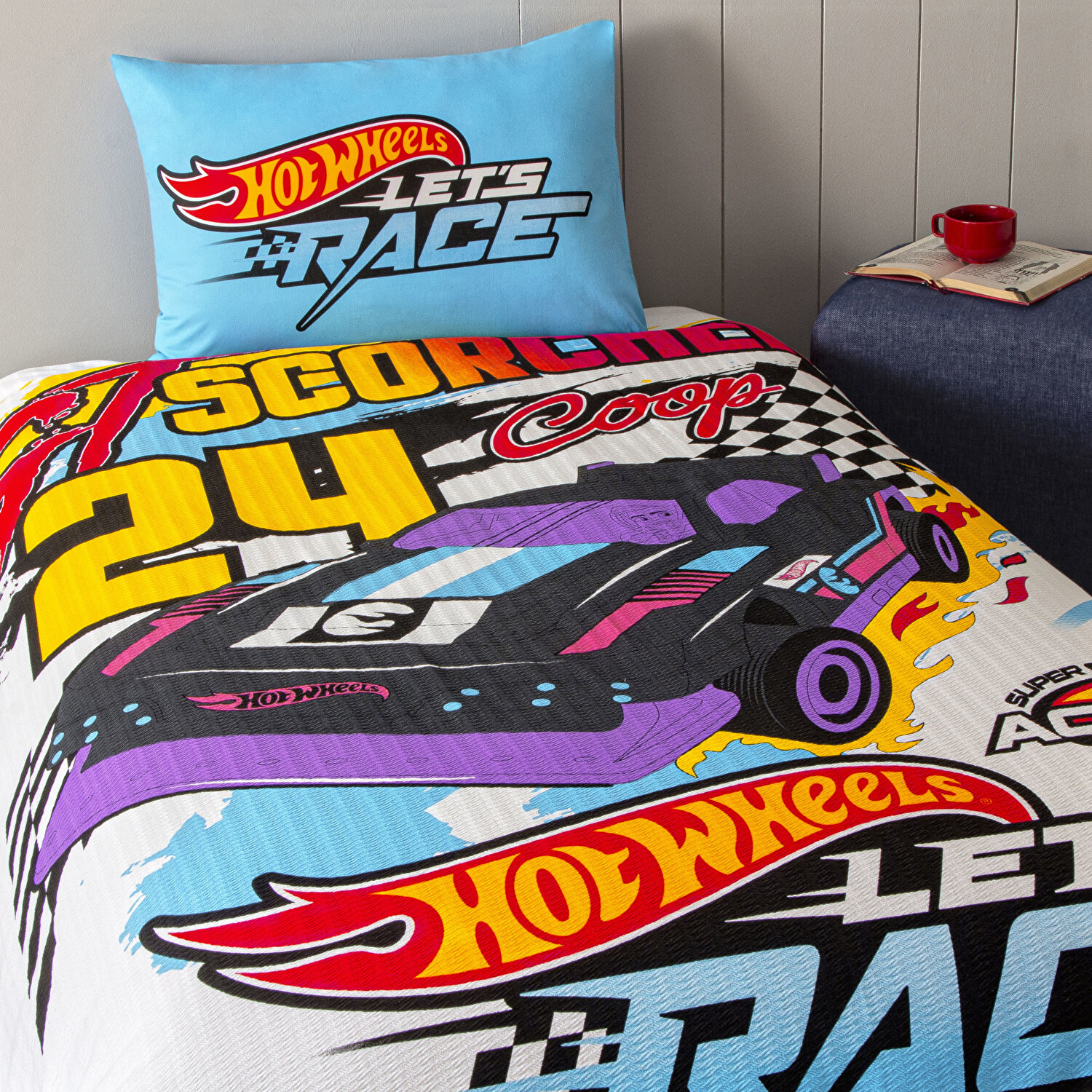 Taç Lisanslı Hot Wheels Fast Tek Kişilik Pamuk Pike Takımı