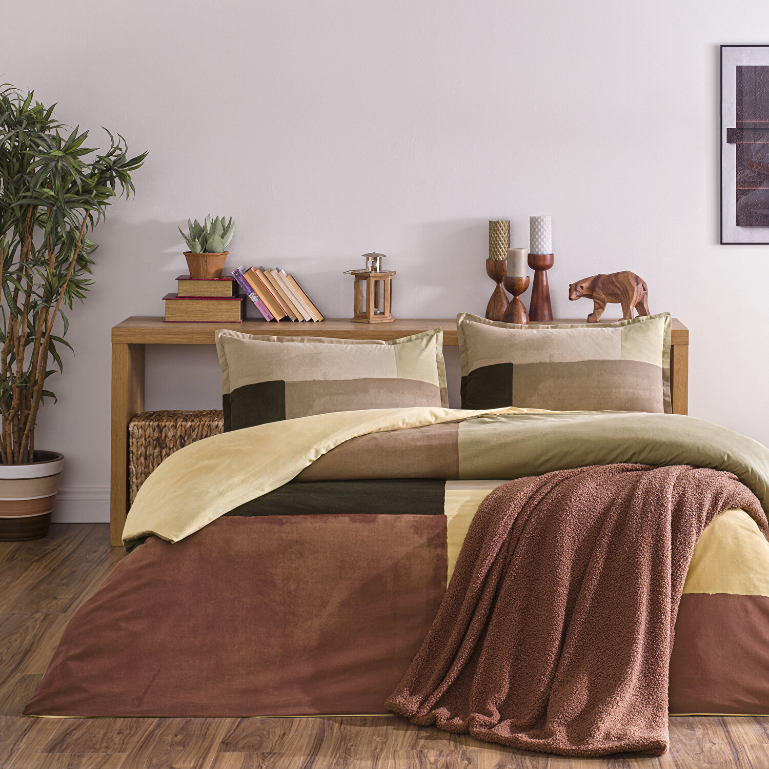 Taç Larive Ranforce Çift Kişilik Battaniyeli Kış Seti Kiremit