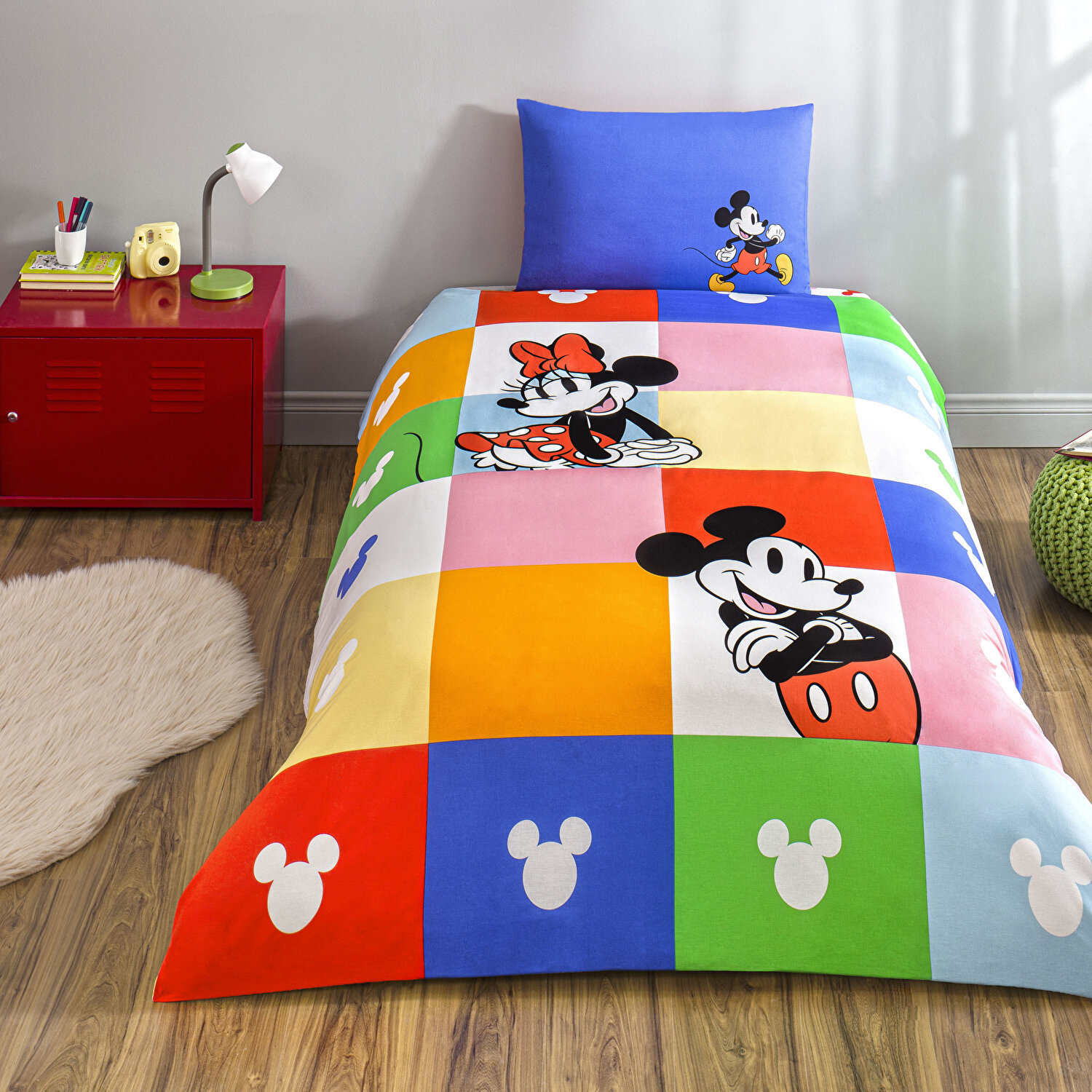 Taç Lisanslı Disney Minnie & Mickey Tek Kişilik Pamuk Nevresim Takımı