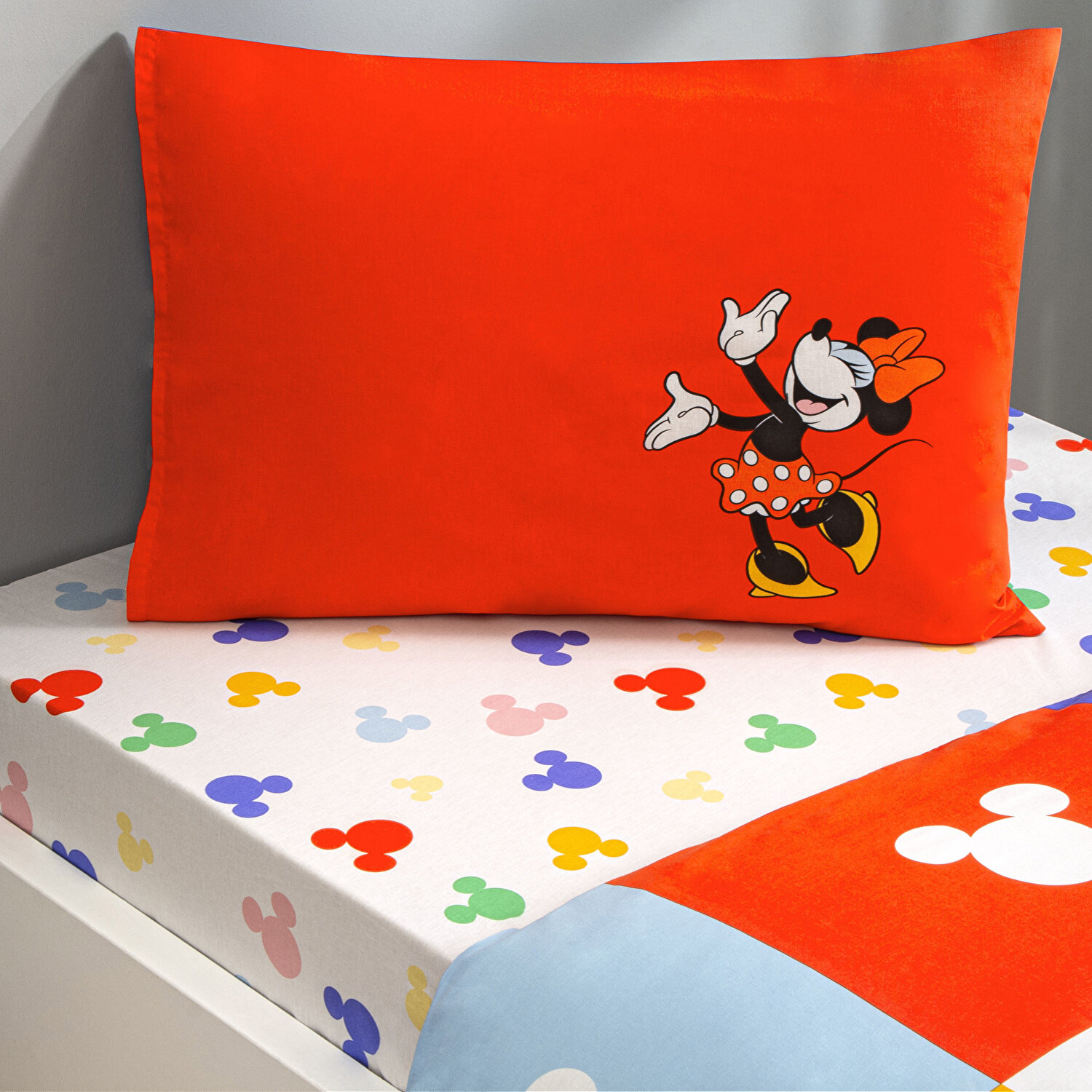 Taç Lisanslı Disney Minnie & Mickey Tek Kişilik Pamuk Nevresim Takımı