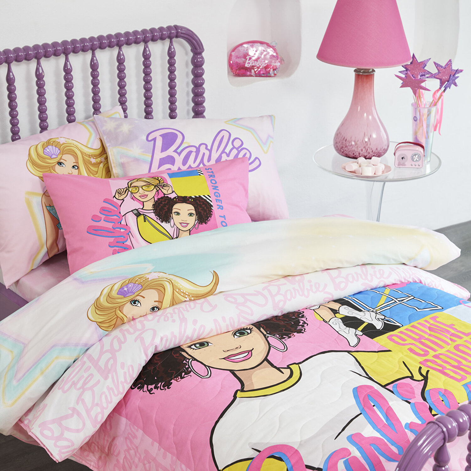 Taç Lisanslı Barbie Mermaid Tek Kişilik Pamuk Nevresim Takımı