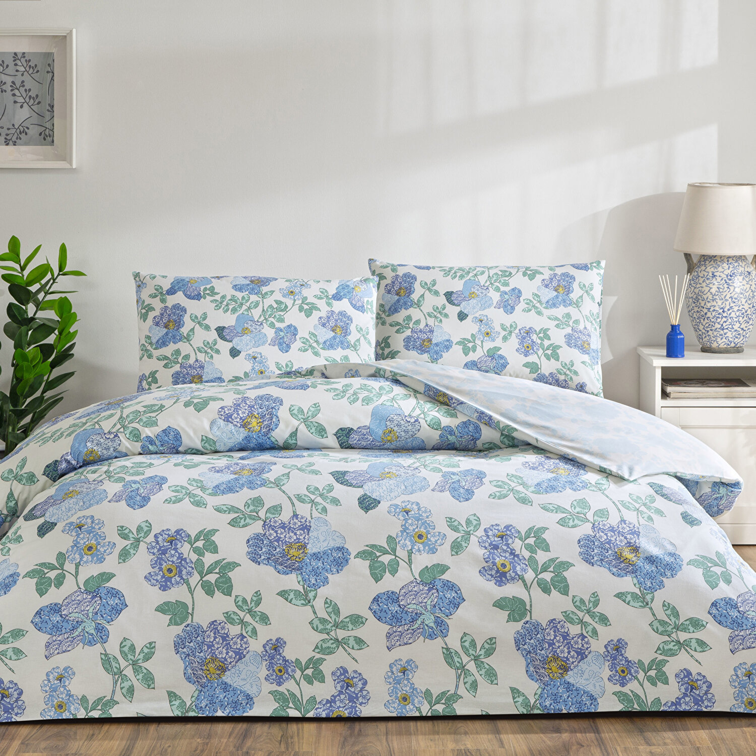 Taç Ardena Ranforce Tek Kişilik Nevresim Takımı Mavi