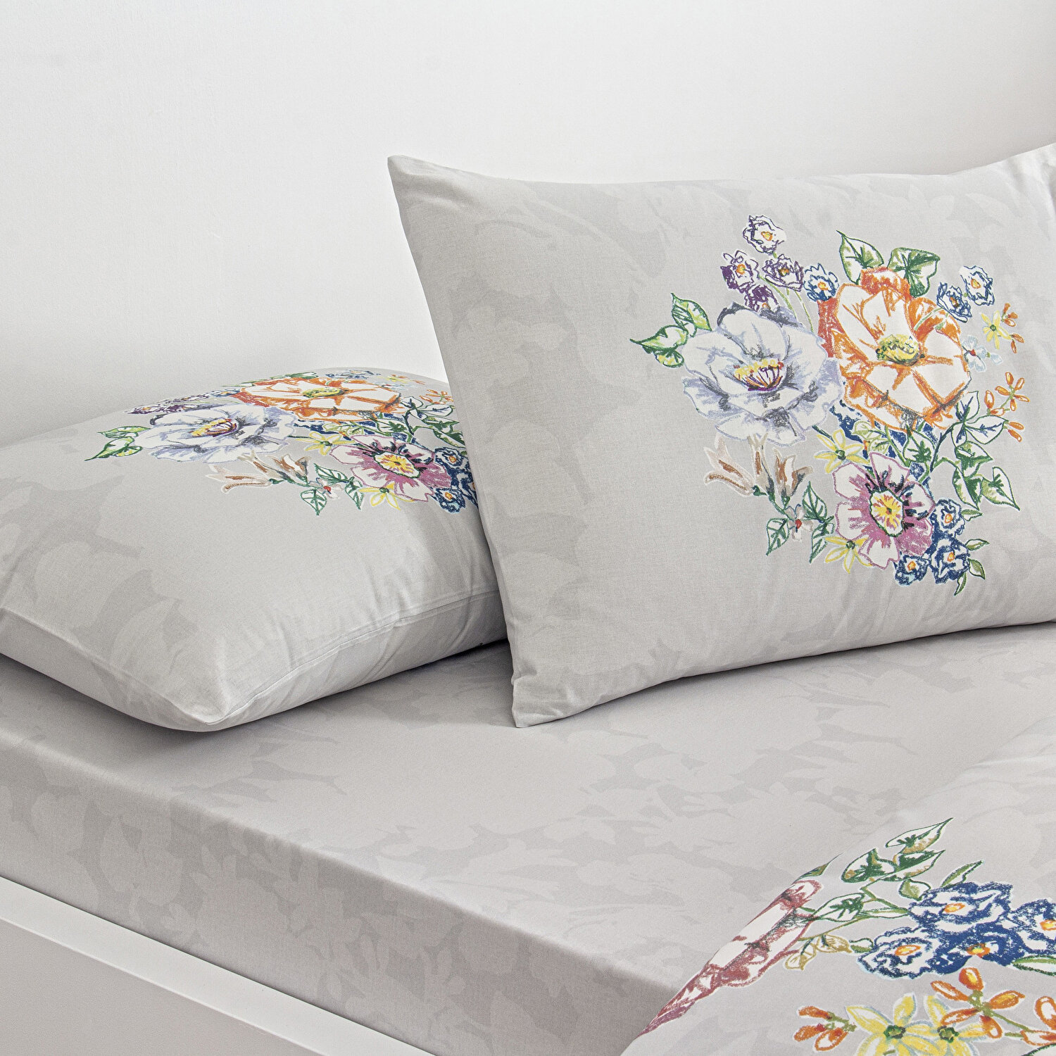 Taç Fiora Ranforce Çift Kişilik Nevresim Takımı Gri