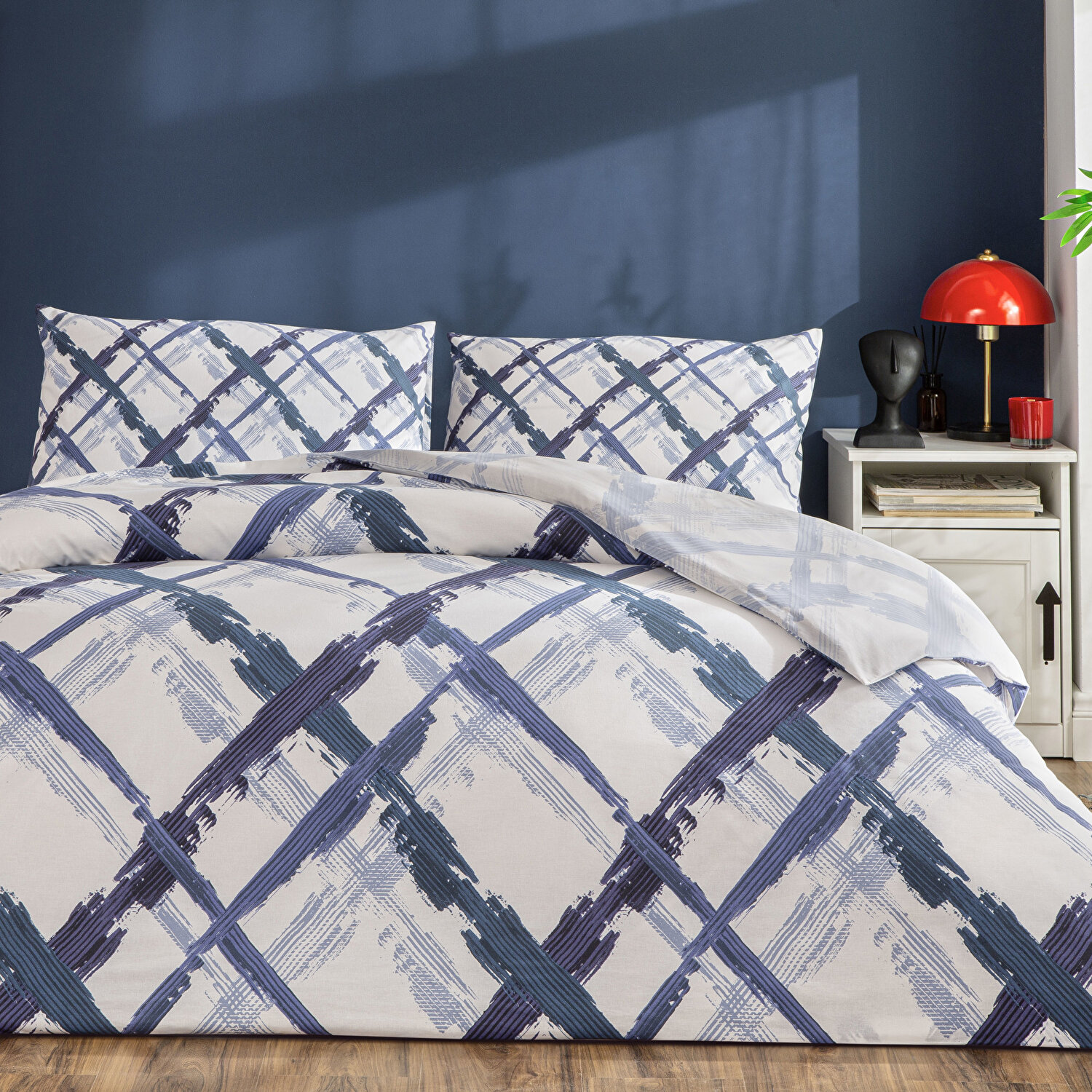 Taç Brıza Ranforce Tek Kişilik Nevresim Takımı Mavi