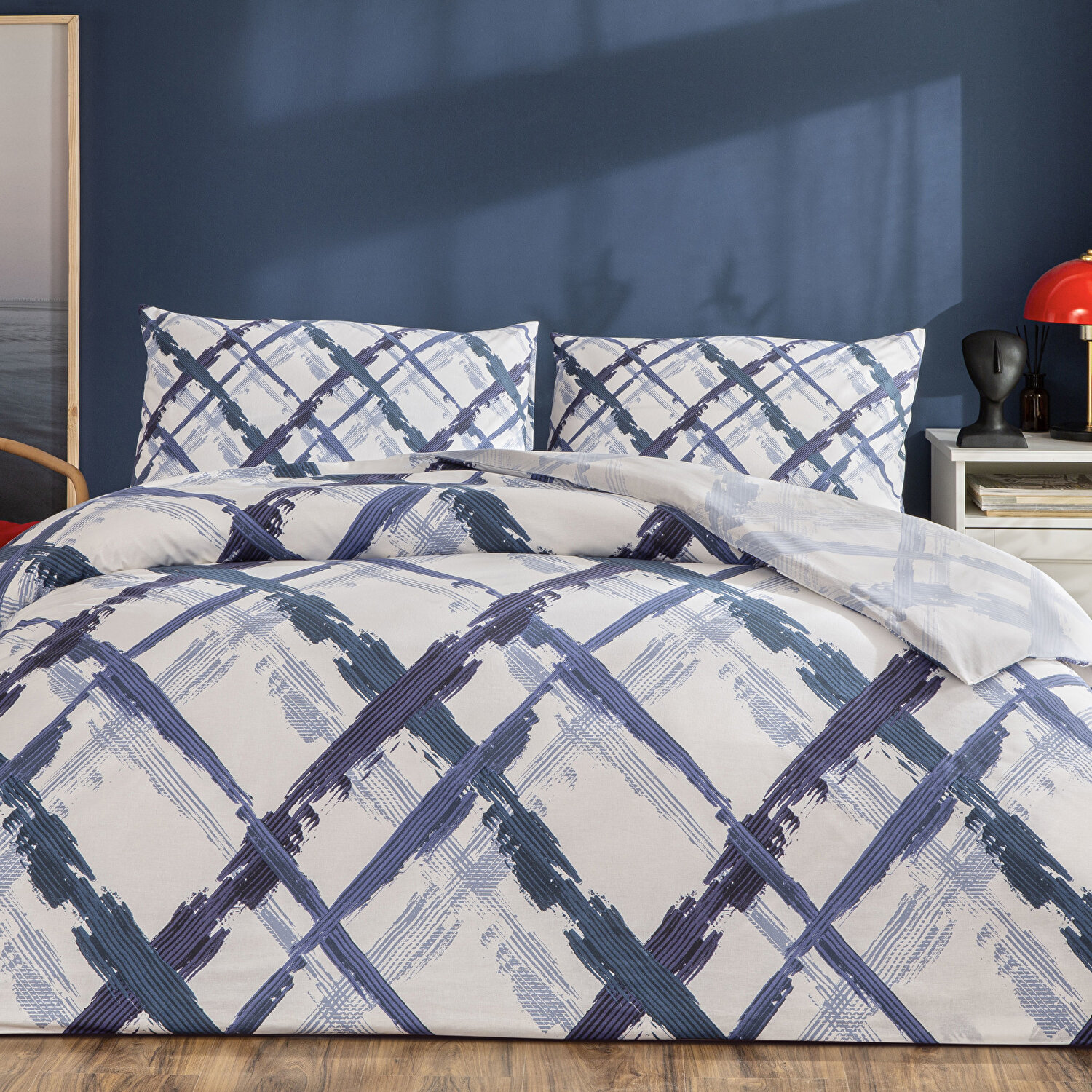 Taç Brıza Ranforce Tek Kişilik Nevresim Takımı Mavi