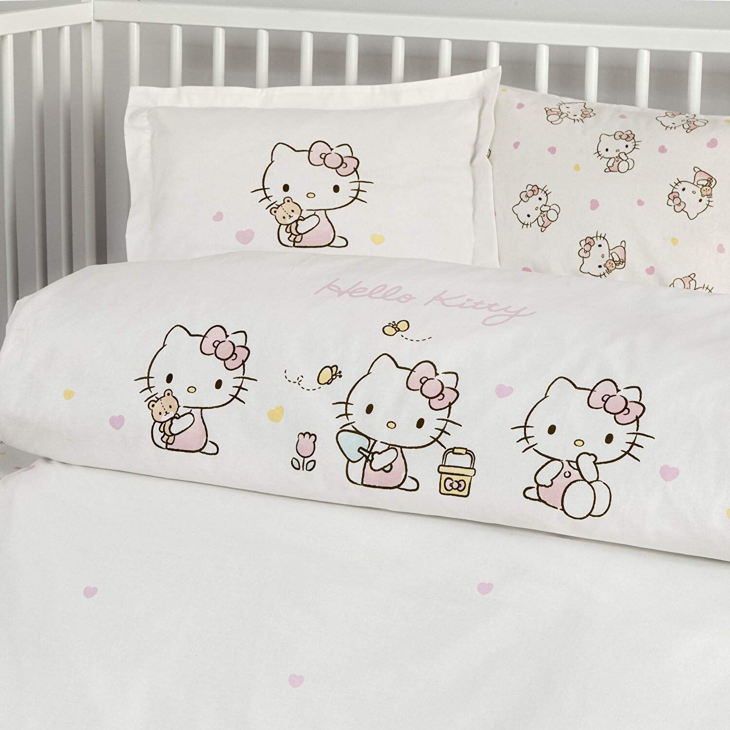Taç Lisanslı Hello Kitty Cute Baby Pamuk Bebek Nevresim Takımı