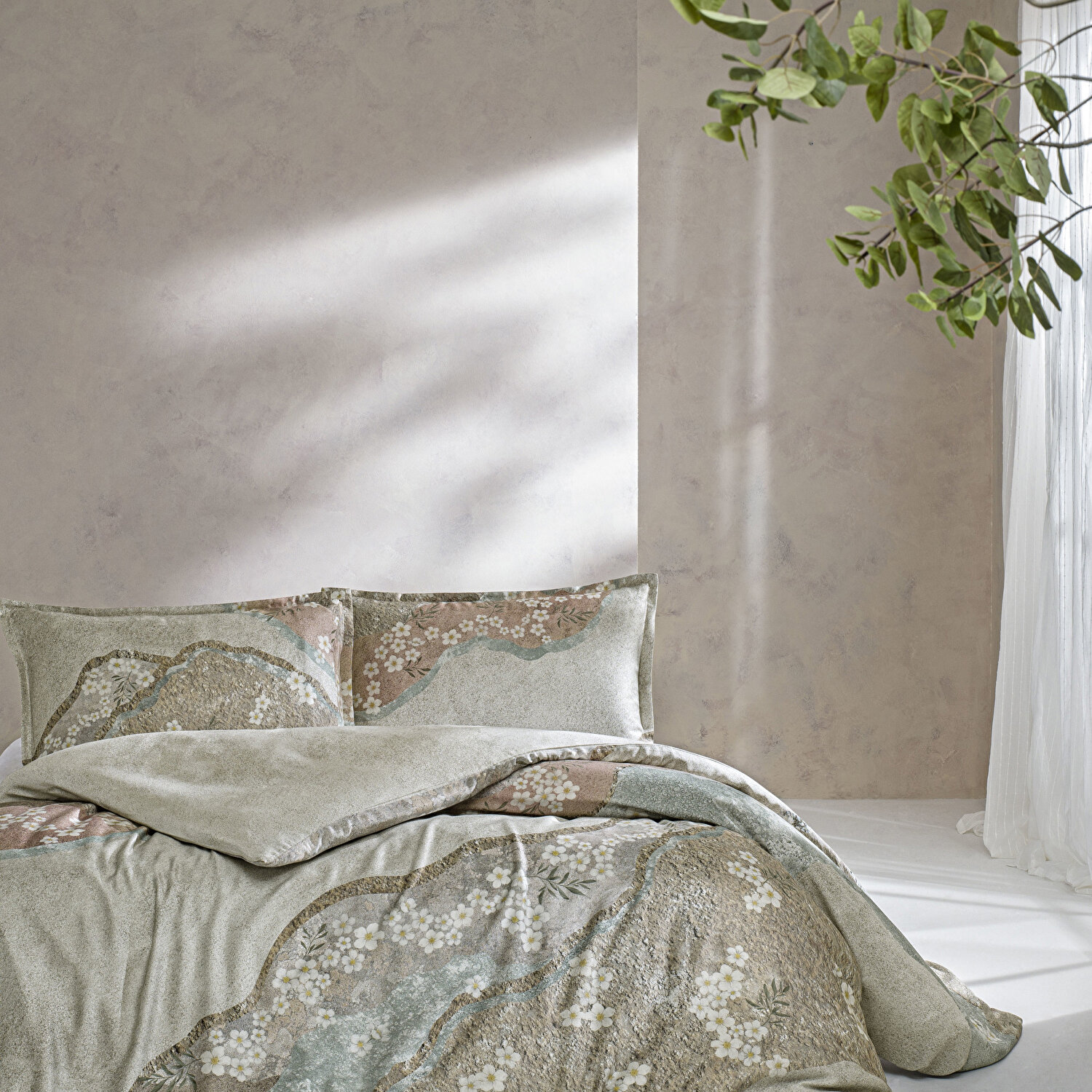 Taç Reborn Rima Bambu Çift Kişilik Nevresim Takımı Taş