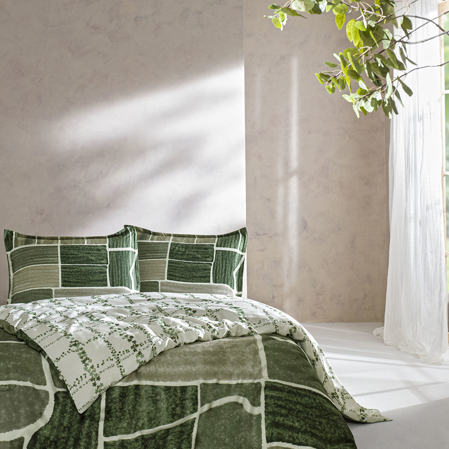 Taç Reborn Lumea Bambu Çift Kişilik Nevresim Takımı Yeşil