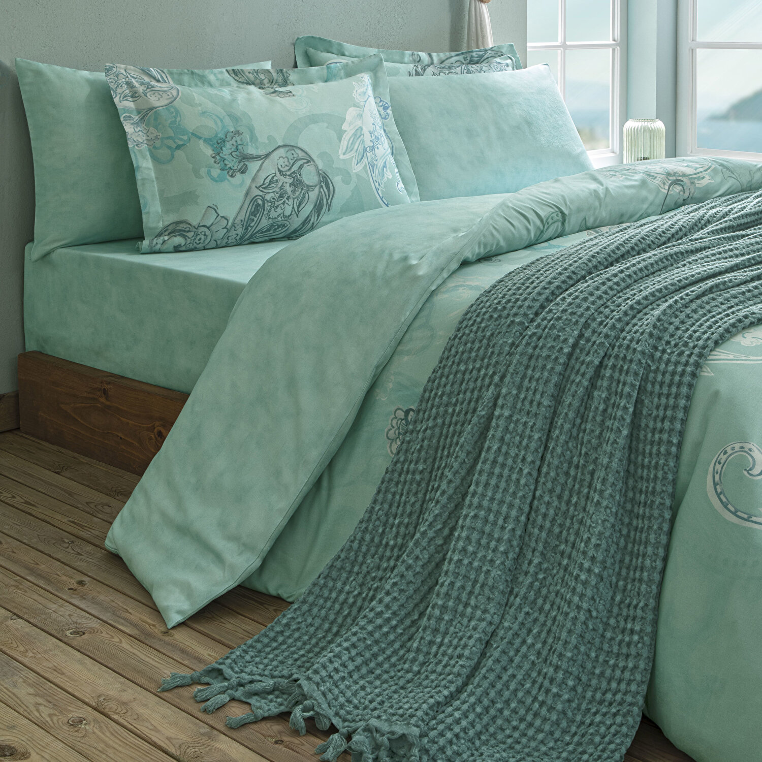 Taç Butik Elysıa Pamuk Yastık Kılıfı Nil