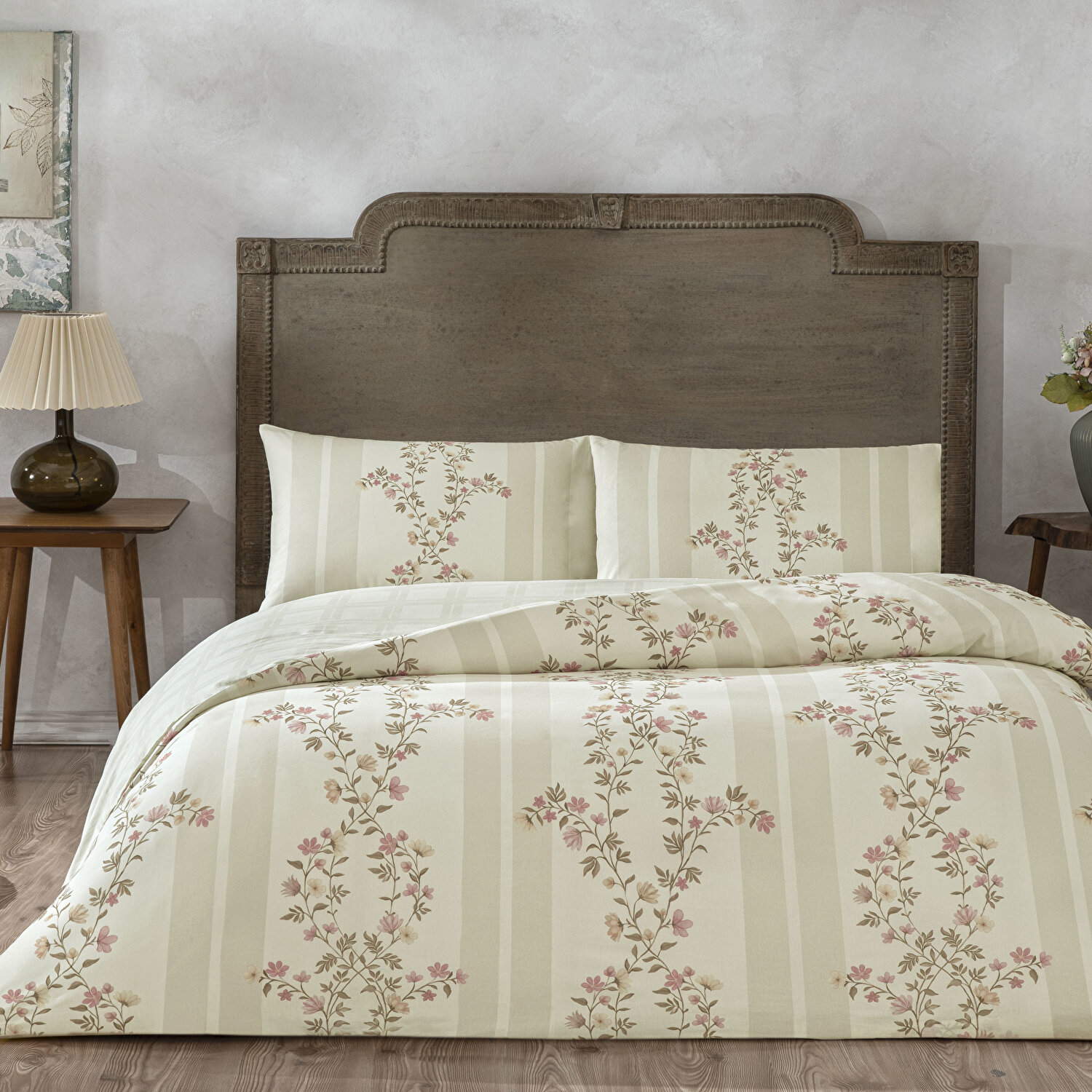 Taç Mirelune Ranforce Tek Kişilik Nevresim Takımı Bej