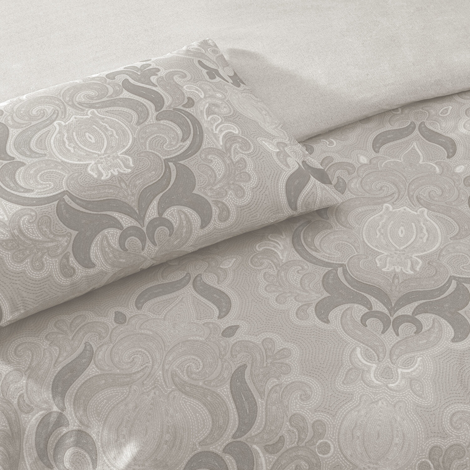 Taç Norellia Ranforce Çift Kişilik Nevresim Takımı Gri