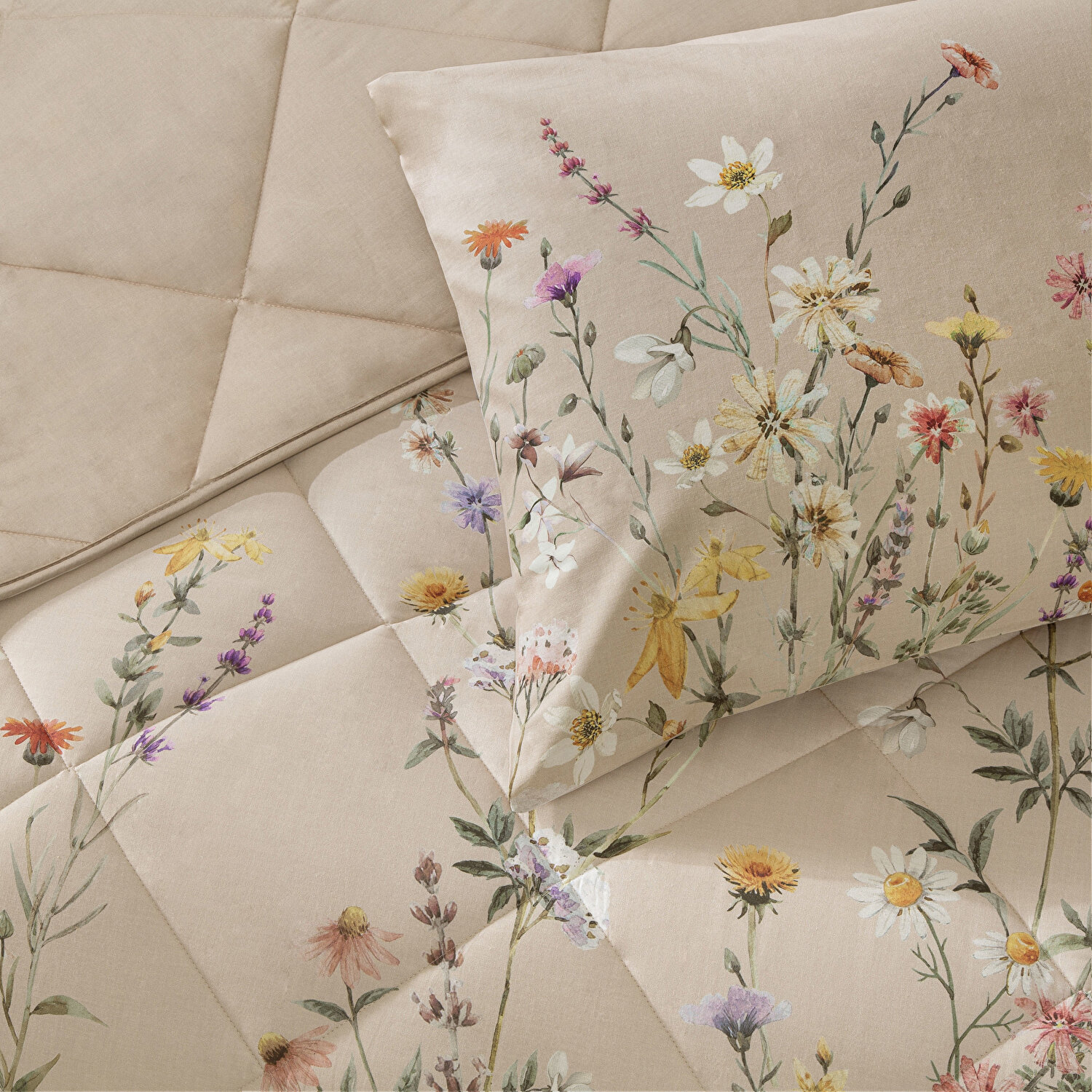 Taç Lunel Ranforce Çift Kişilik Yorgan Seti Bej